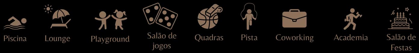 Área de lazer completa do condomínio Monte Esplanada vista em perspectiva